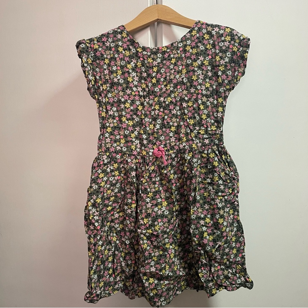 Army green flower dress